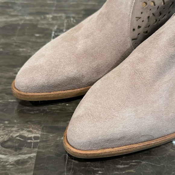 Italeau Floral Laser Cut Out Suede Booties - Picture 5 of 13